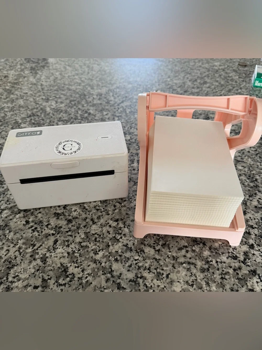 Bundle Thermal printer with 500 thermal label and holder for block or roll